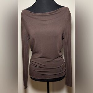 GAP Stretch Brown Boatneck Long Sleeve Top Women’s Small